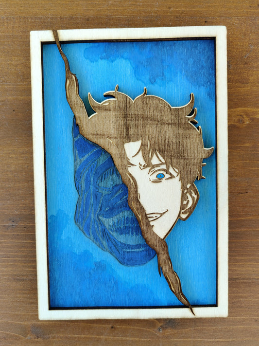 Quadretto Legno Solo Leveling – Jin Woo incontra il Monarca delle Ombre