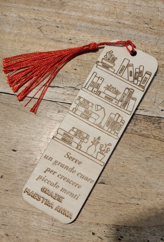 Segnalibro Personalizzato per Maestra con Libreria e nomi