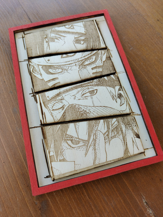 Quadretto in legno inciso - Naruto Team 7