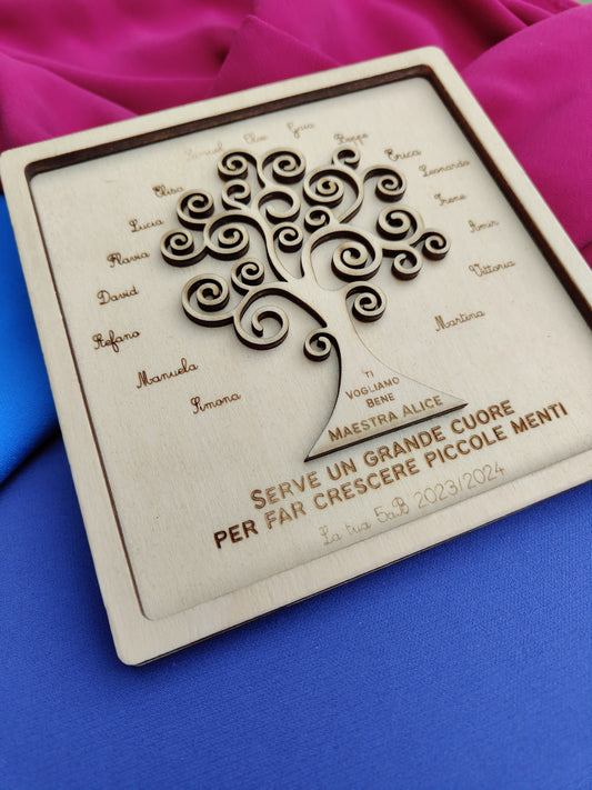 Quadretto Personalizzato in Legno con Albero della Vita – Regalo per Maestra Fine Anno