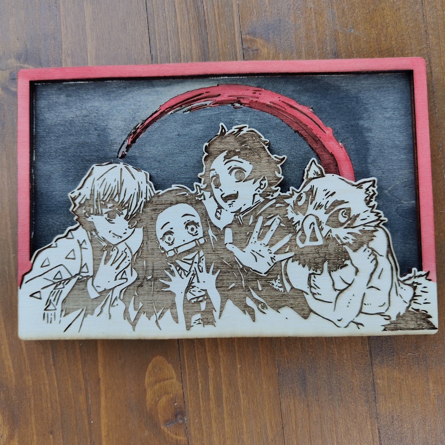 Quadretto Demon Slayer con Tanjirō, Nezuko, Zenitsu, Inosuke