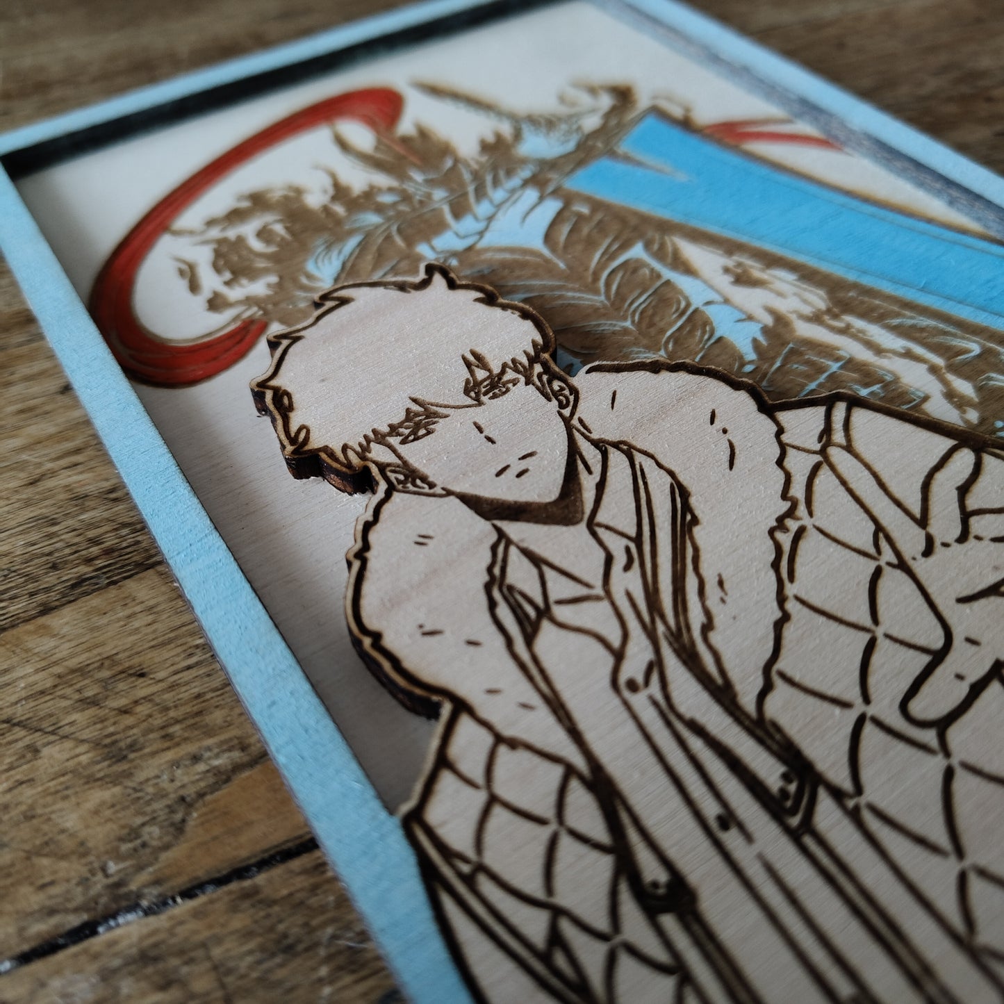 Quadretto Solo Leveling legno - Jin Woo e Igris