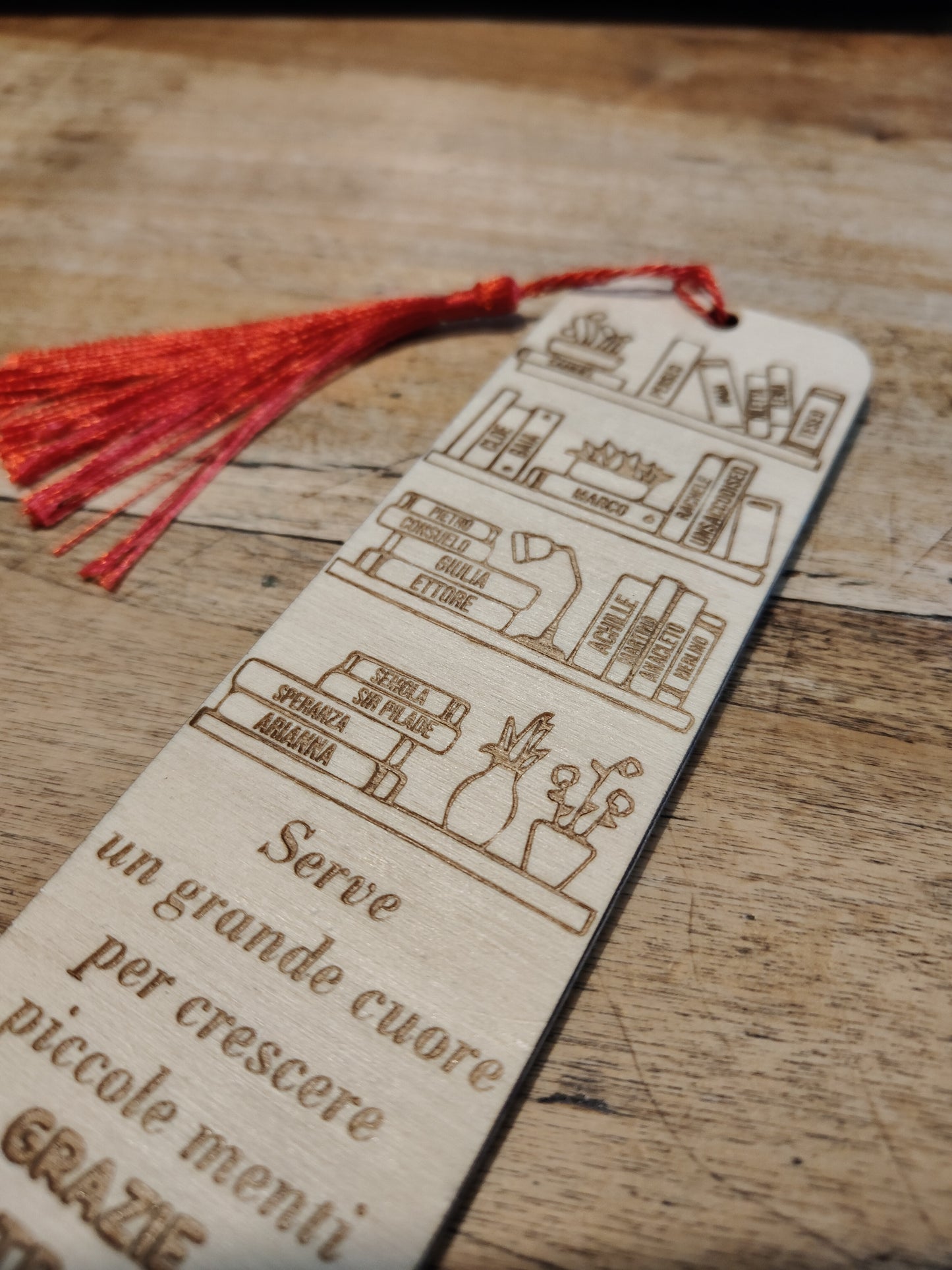 Segnalibro Personalizzato per Maestra con Libreria e nomi