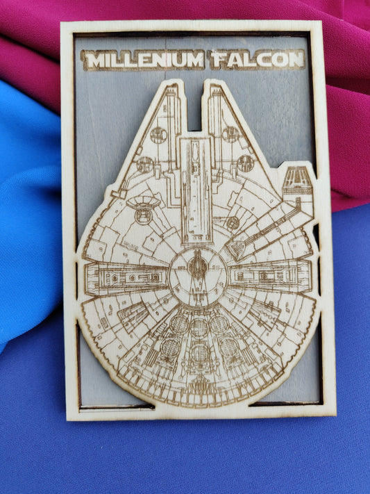 Quadretto Millenium Falcon Star Wars in Legno
