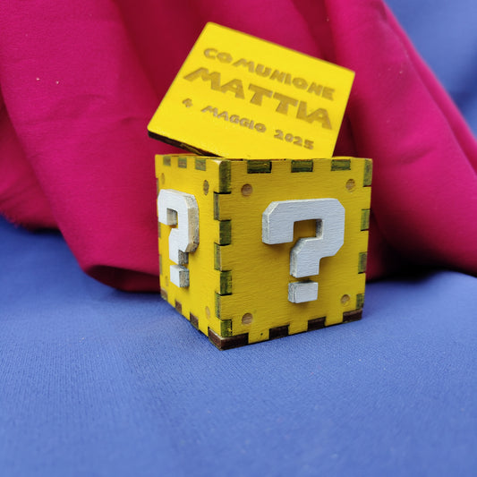 Scatolina Porta Confetti Super Mario Personalizzata – Bomboniera Artigianale in Legno