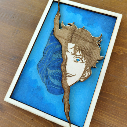 Quadretto Legno Solo Leveling – Jin Woo incontra il Monarca delle Ombre