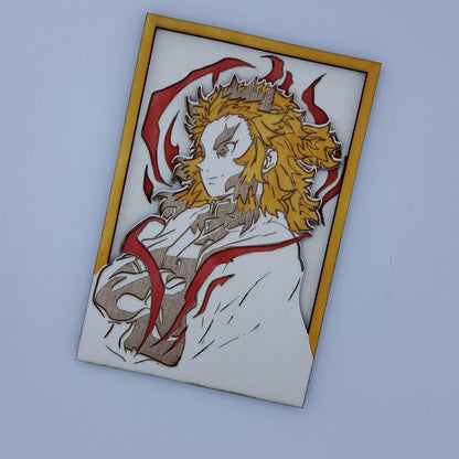 Quadro in Legno Rengoku – Demon Slayer - Decorazione Artigianale a Strati - Fandom art