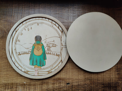 Quadretto Il Signore degli Anelli Frodo con Porta Hobbit