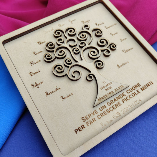 Quadretto Personalizzato in Legno con Albero della Vita – Regalo per Maestra Fine Anno