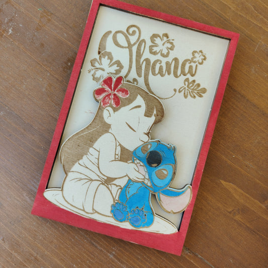 Quadretto Lilo e Stitch legno