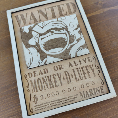 Quadretto in Legno "Wanted – Monkey D. Luffy" | One Piece