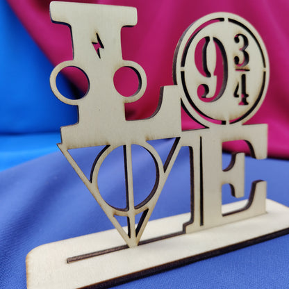 Cake Topper Harry Potter LOVE in legno con basi torta e arredo