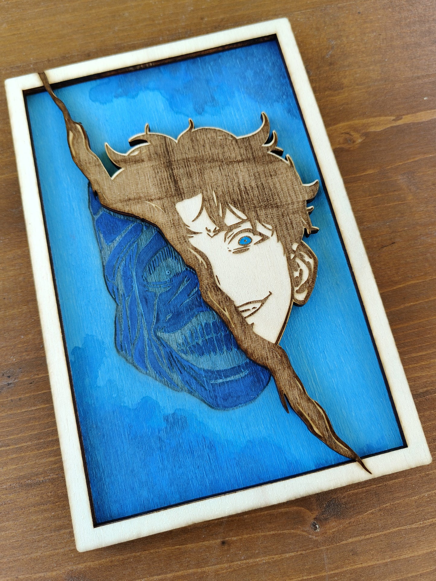 Quadretto Legno Solo Leveling – Jin Woo incontra il Monarca delle Ombre