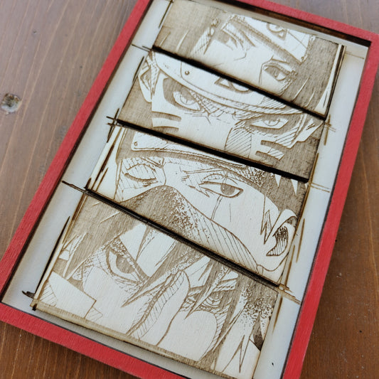 Quadretto in legno inciso - Naruto Team 7