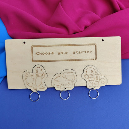 Portachiavi Personalizzato in Legno – Tema Pokémon Starter