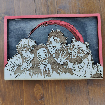 Quadretto Demon Slayer con Tanjirō, Nezuko, Zenitsu, Inosuke