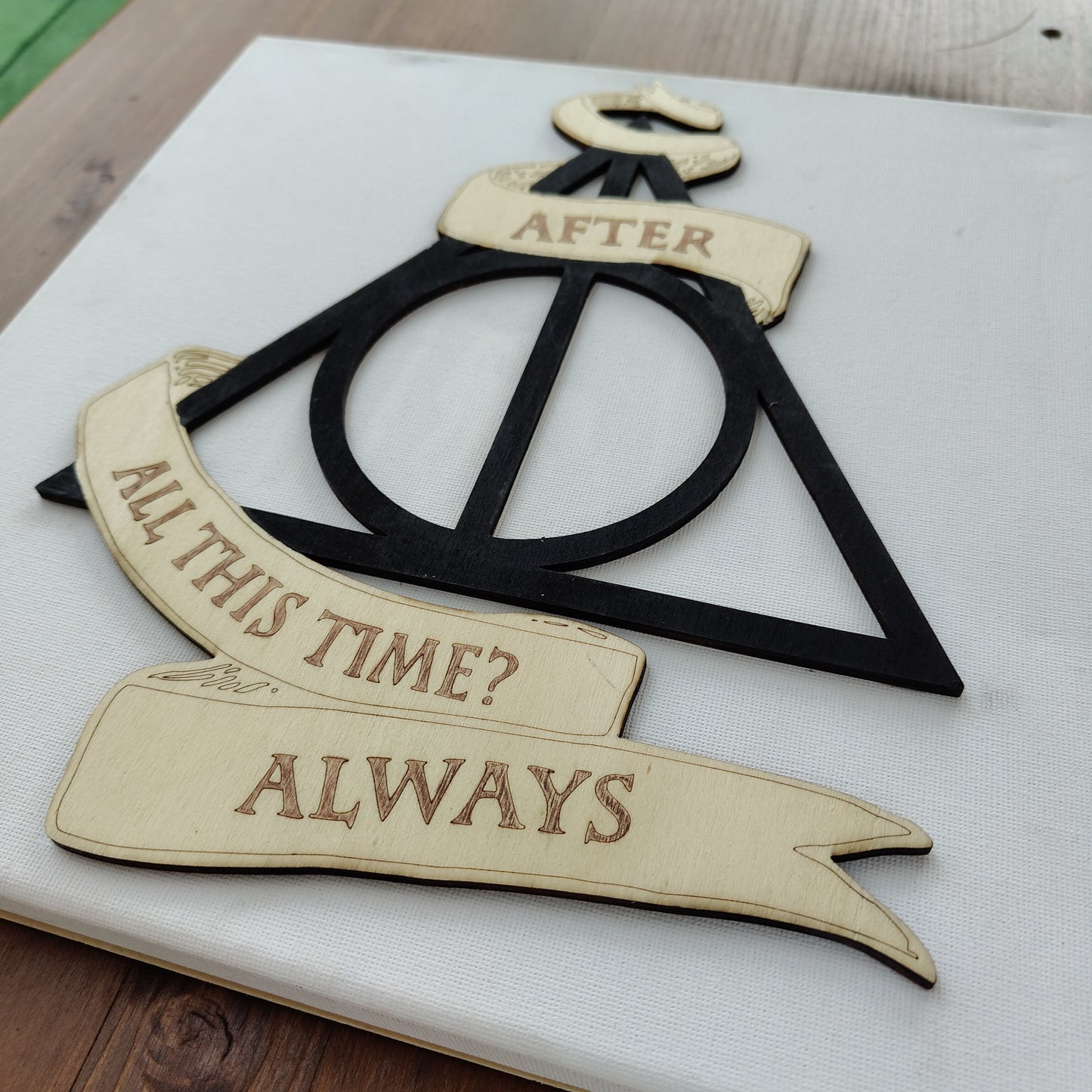 Quadretto Harry Potter retroilluminato con Doni della Morte e “Always”