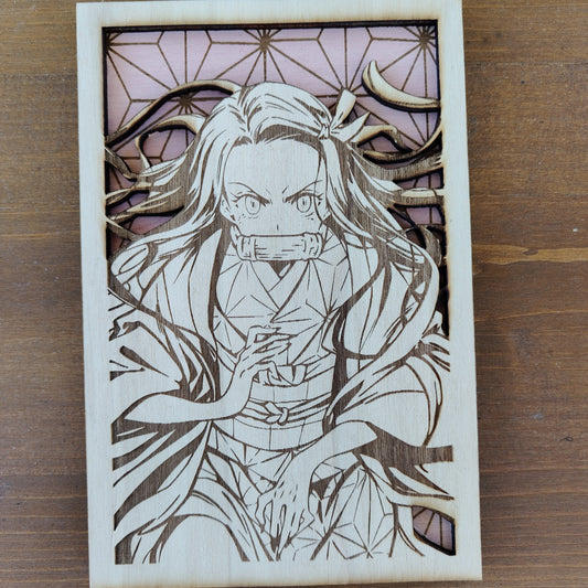 Quadretto Nezuko in Legno - Demon Slayer