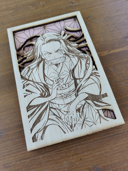 Quadretto Nezuko in Legno - Demon Slayer