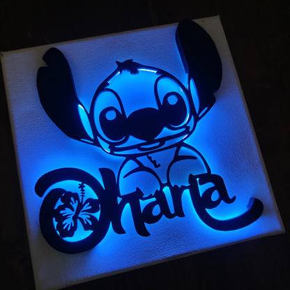 Quadro LED Stitch - Ohana