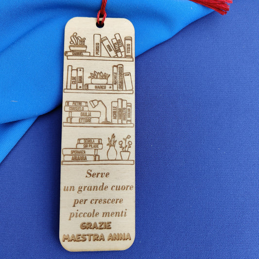 Segnalibro Personalizzato per Maestra con Libreria e nomi