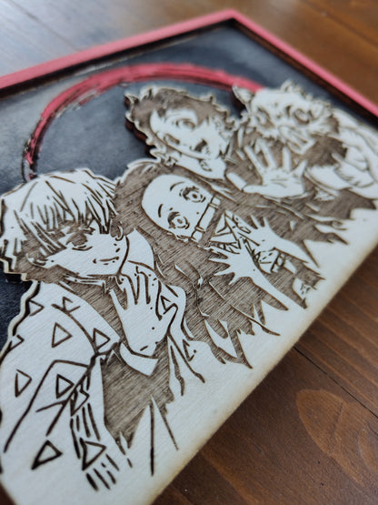 Quadretto Demon Slayer con Tanjirō, Nezuko, Zenitsu, Inosuke