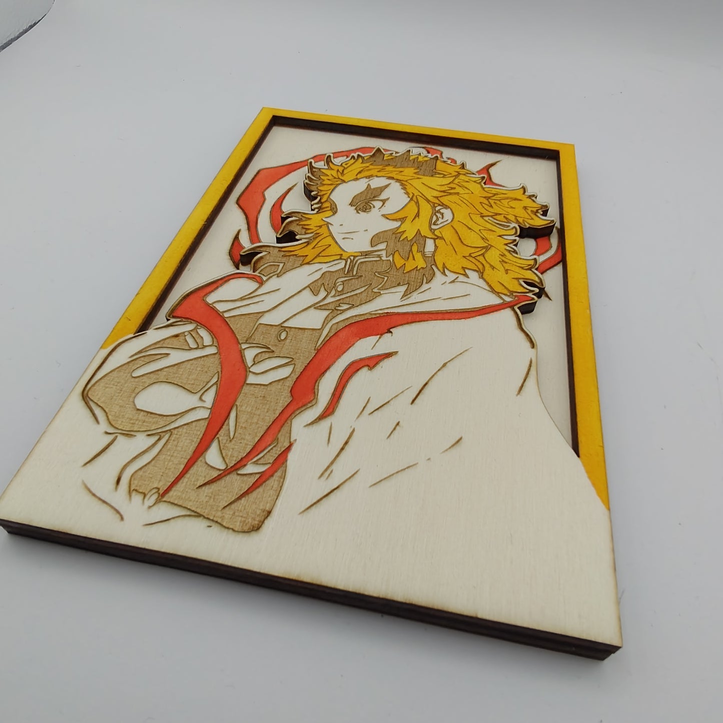 Quadro in Legno Rengoku – Demon Slayer - Decorazione Artigianale a Strati - Fandom art