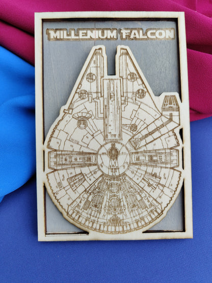 Quadretto Millenium Falcon Star Wars in Legno