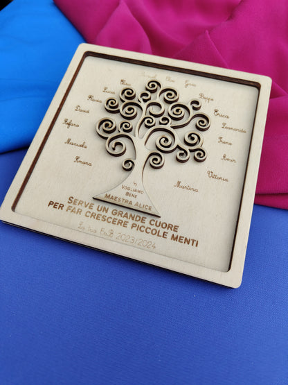 Quadretto Personalizzato in Legno con Albero della Vita – Regalo per Maestra Fine Anno