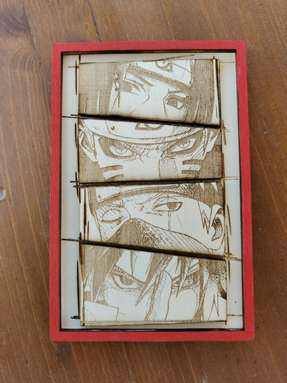 Quadretto in legno inciso - Naruto Team 7