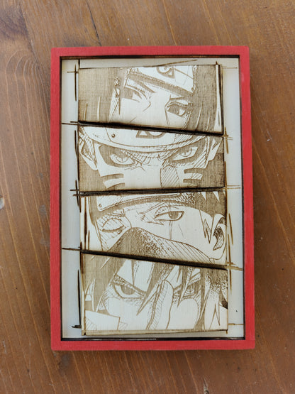 Quadretto in legno inciso - Naruto Team 7