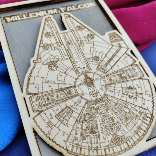 Quadretto Millenium Falcon Star Wars in Legno